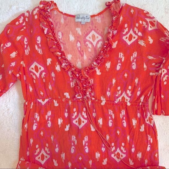 Mud Pie Cover-up Dress in Orange, Pink, and White Women’s Size Small (S) - Picture 4 of 9